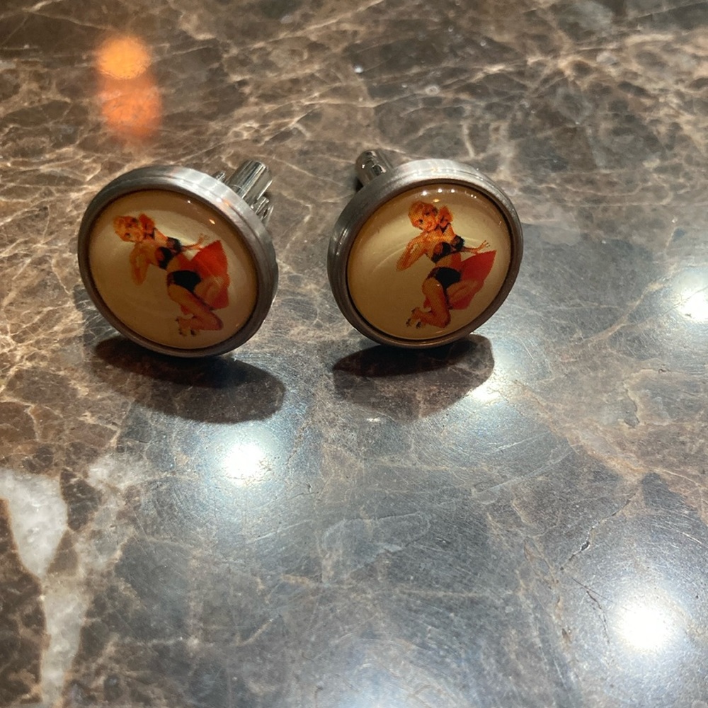 Pin up girl cufflinks